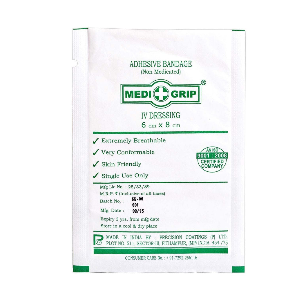 Medigrip IV Cannula Adhesive Bandage - Regular 6 cm x 8 cm IVREG Pack of 50