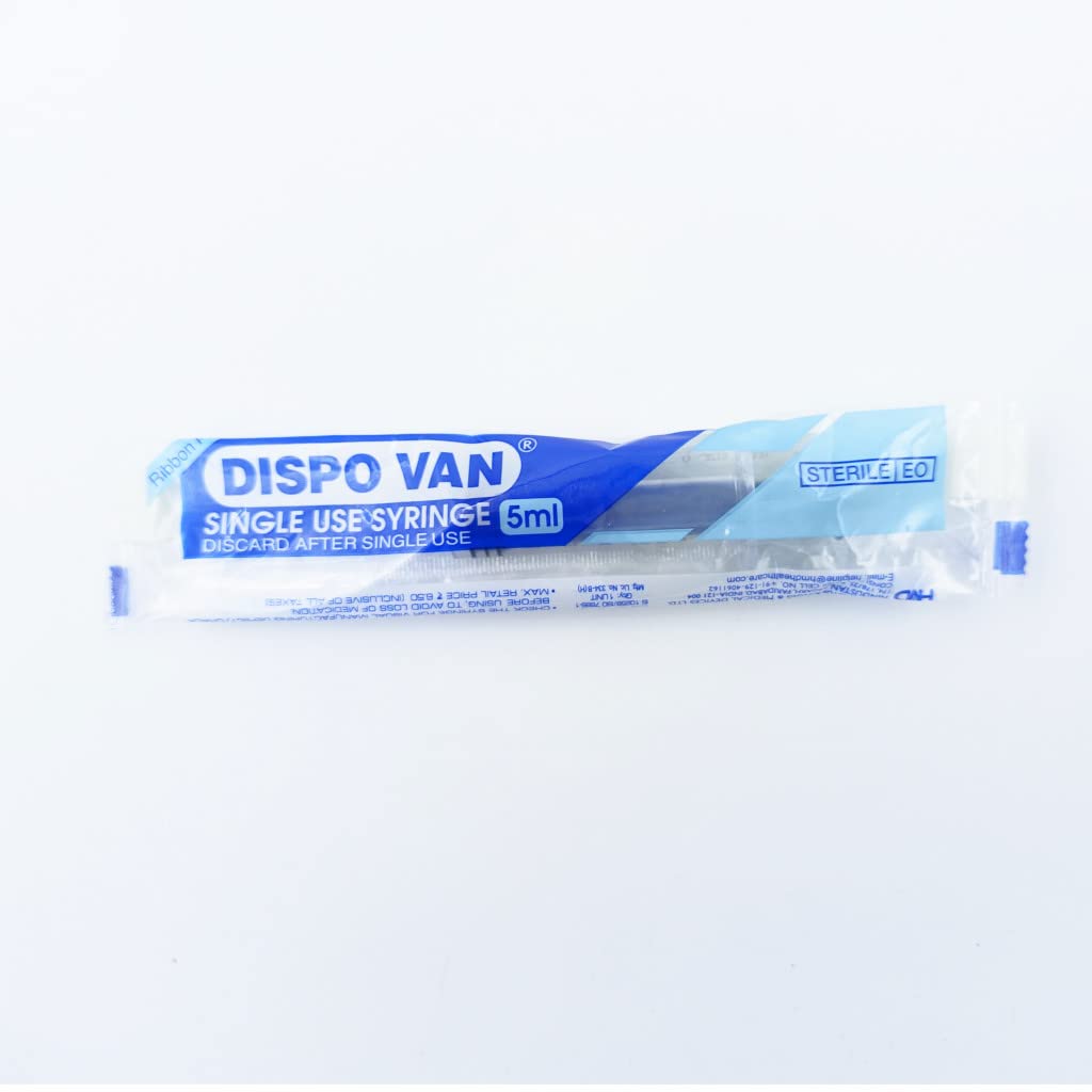 HMD Dispovan 5ml Syringe with Needle - 22G X 1inch Pack of 100