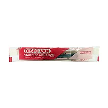 HMD Dispovan 3ml Syringe with Needle - 23G x 1inch Pack of 100