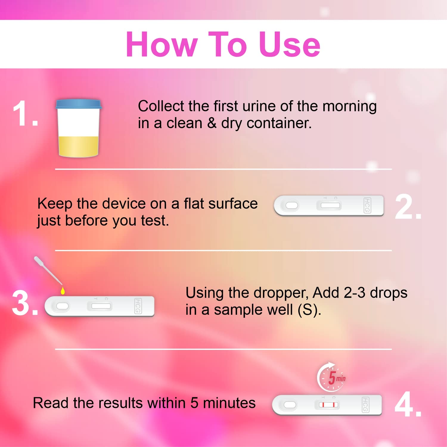 5 x  Recombigen Clear and Sure Pregnancy Test - Pack of 50 Tests
