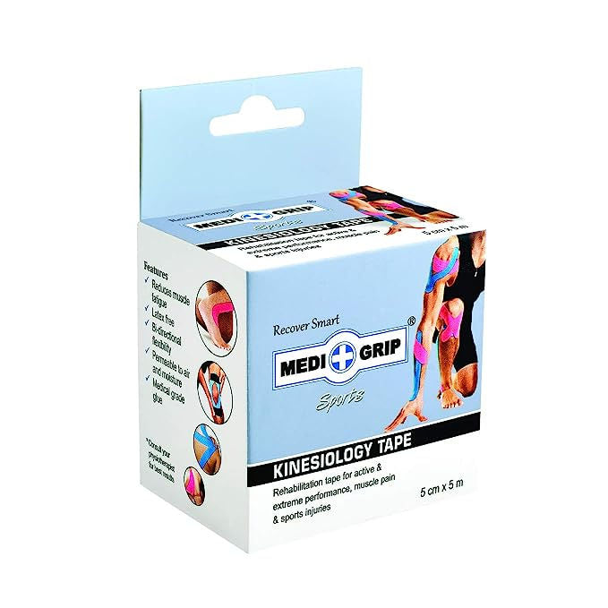 Medigrip Kinesiology Tape Adhesive Bandage - Blue 5cm X 5m KT205BLUE Pack of 12